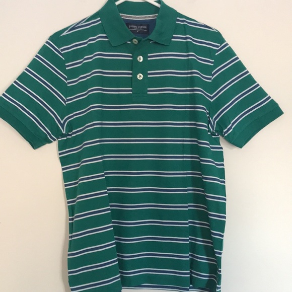 NEW Joseph Turner UK Golf Polo Shirt Striped Medium Green & Blue - Picture 1 of 11